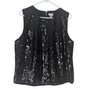 J. Crew Black Sequin Shell Tank Top XL